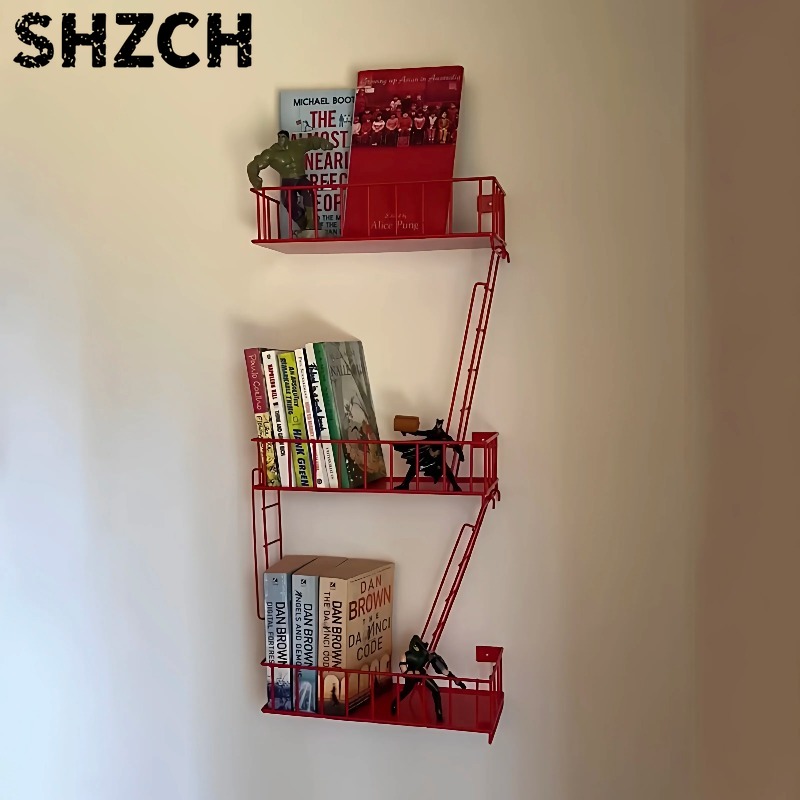 Fire Escape Ladder - Brandbluswagen wandplank, 3-laags metalen ladderorganizer, stevige